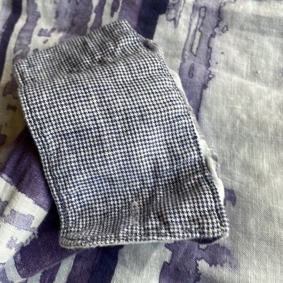 Bugatchi Men's Blue Shaped Fit Linen Button-Up Shirt Purple - Picture 8 of 8